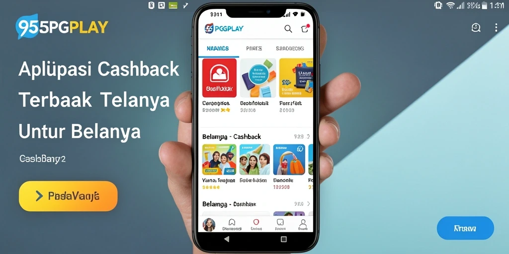 Tampilan aplikasi 95PGPLAY dengan fitur cashback yang menarik.