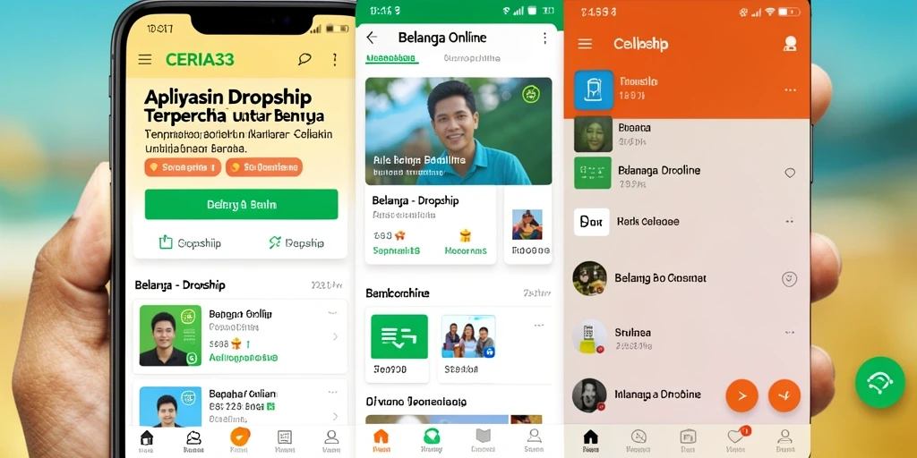 Antarmuka aplikasi CERIA33 yang intuitif untuk belanja Dropship.
