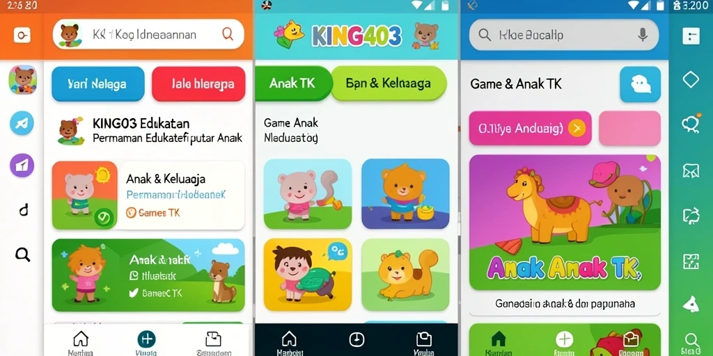 Antarmuka menarik dan interaktif dari KING403 untuk anak-anak.