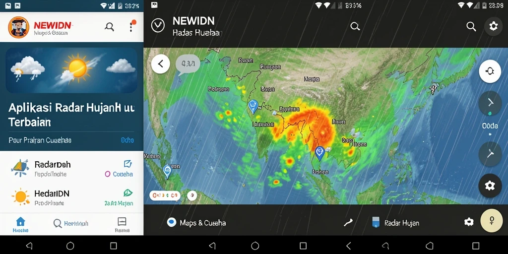 Tampilan antarmuka NEWIDN dengan fitur Radar Hujan yang informatif.